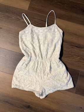 Mossimo Supply Co. Cream Lace Cami Romper